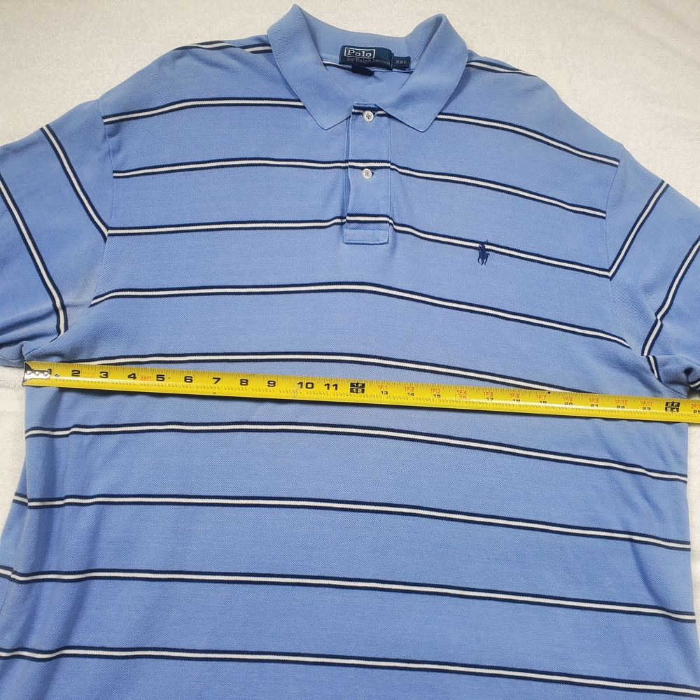 Polo Ralph Lauren Mens 2XL Polo Shirt Blue Stripe Short Sleeve Cotton Pony XXL - Picture 4 of 9